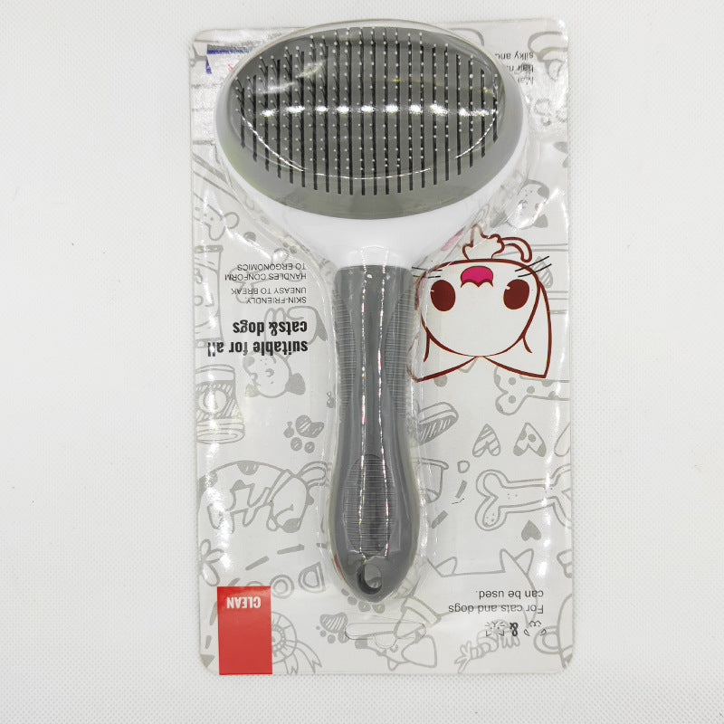 Self-Cleaning Pet Comb with Stainless Steel Pins for Dogs and Cats