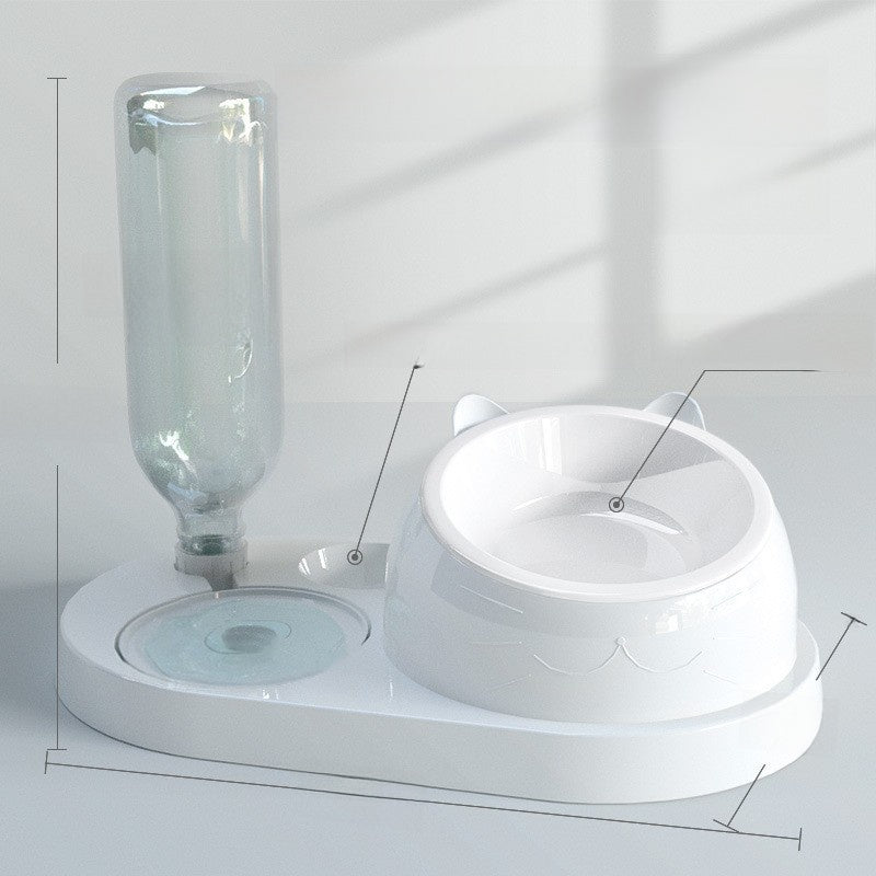 Dual Bowl Pet Feeder with Removable Stainless Steel Inserts and Weighted Anti-Slip Base