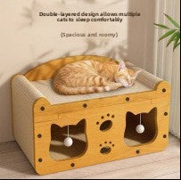 Cat bed with built-in corrugated cardboard scratching board, product image 8
