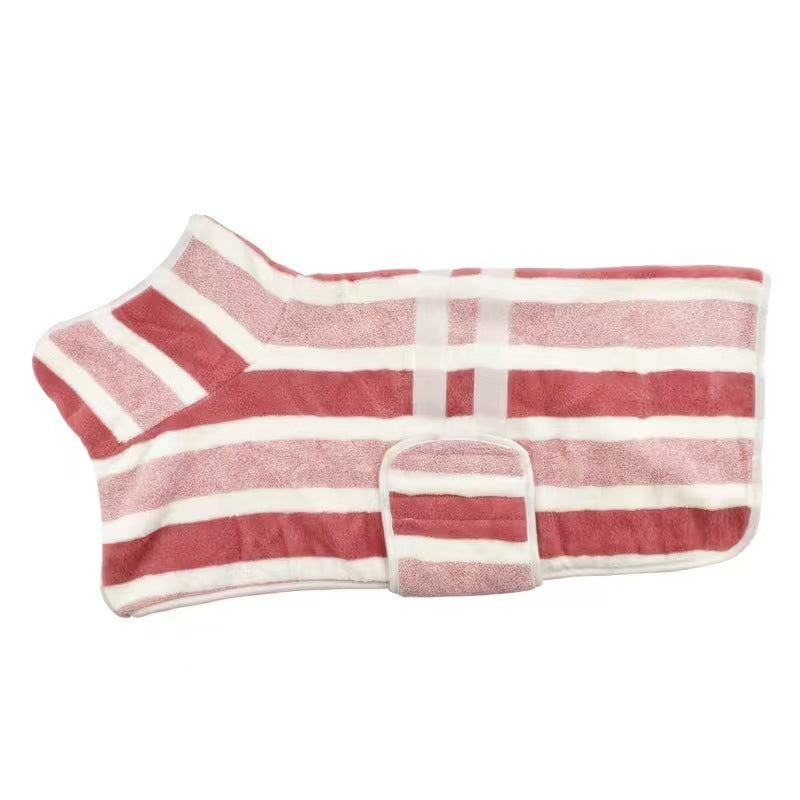 Striped coral fleece dog bathrobe, available in 5 colours, image 30