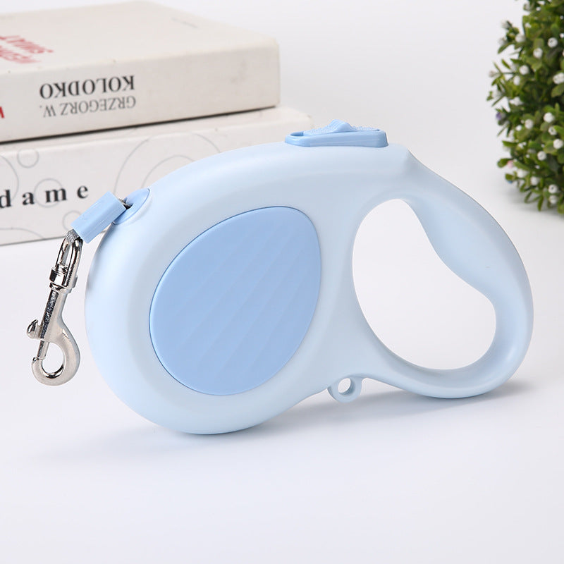 Retractable dog lead with instant brake and flat tape in blue