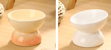 Ceramic Raised Pet Bowl with Gradient Finish for Cats and Small Dogs, Food or Water