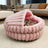 Thick plush semi-enclosed cat bed with waterproof base, sizes from Small 50cm