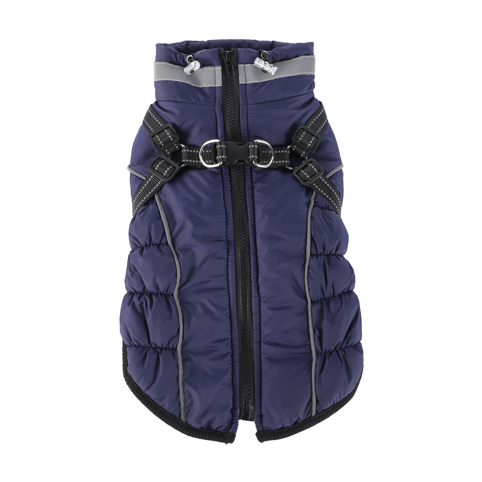 Fleece lined waterproof dog coat with reflective straps in Caramel, material detail