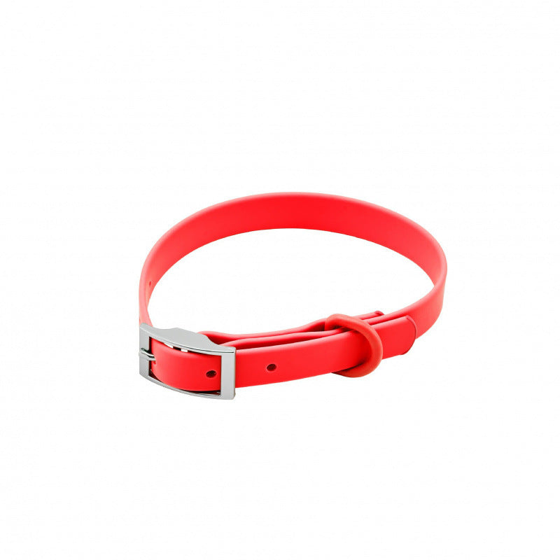 Silicone pet collar with alphabet letters in Light Grey Lead, in a home setting