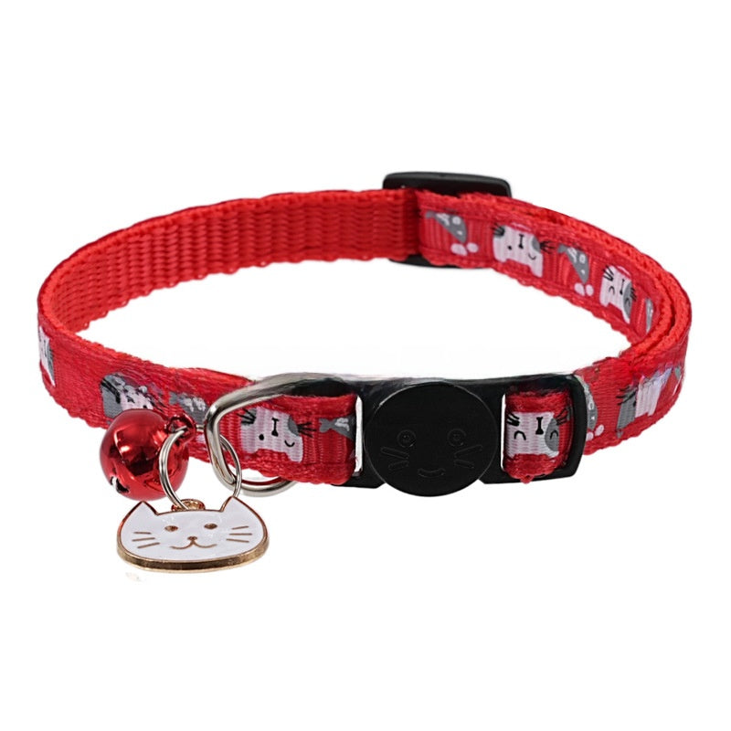 Adjustable cat collar with cute cat head charm and safety buckle, product image 5