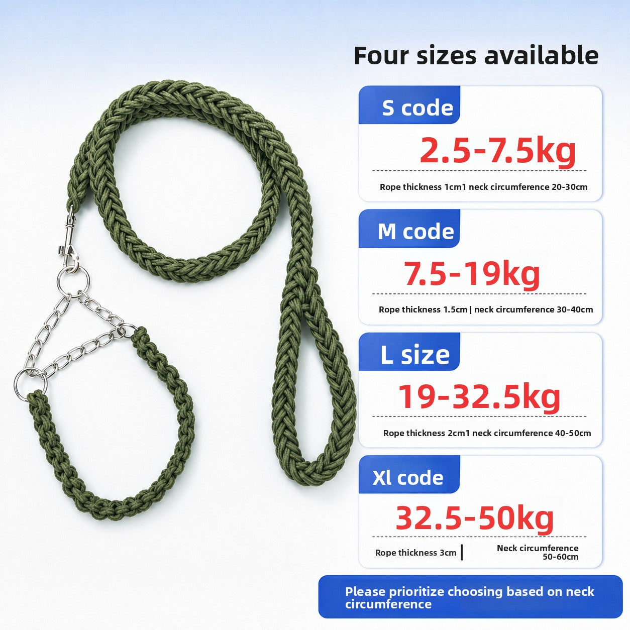 Braided nylon rope dog lead, ideal for walks, training and hiking