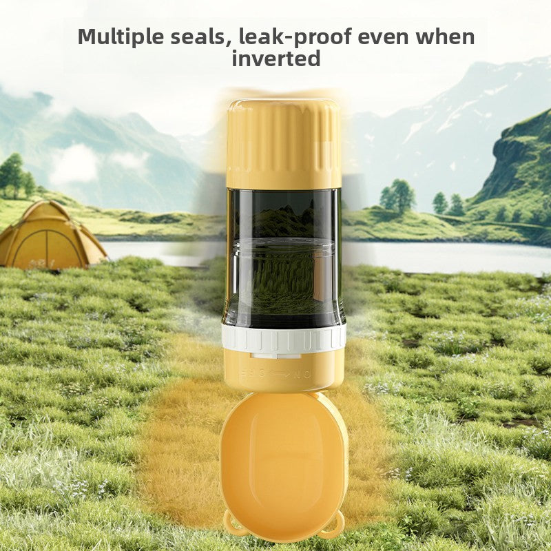 One-hand portable pet water and food cup, close-up detail