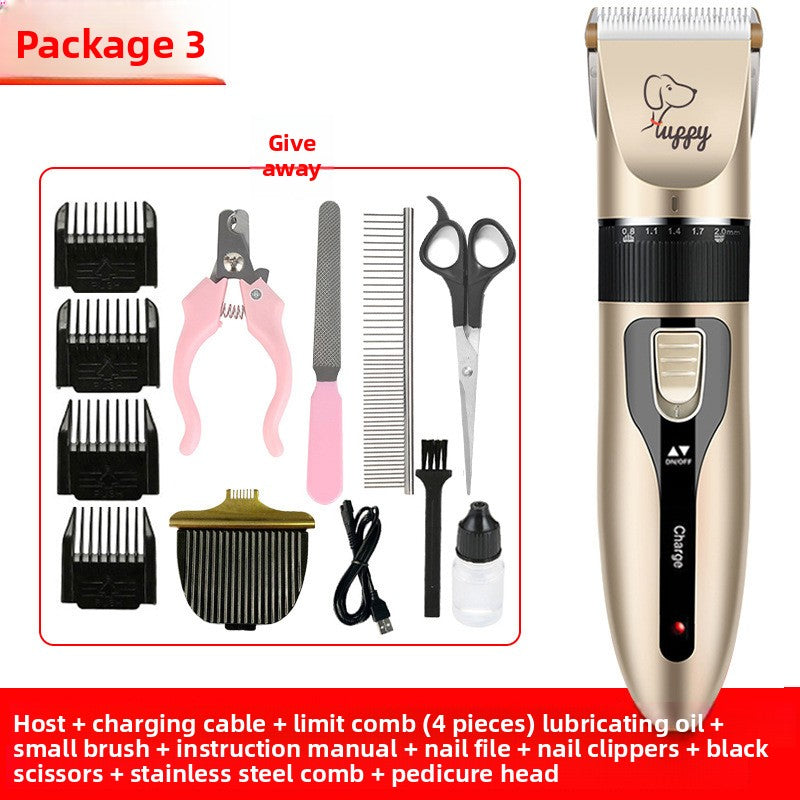 USB Rechargeable Pet Hair Clipper with Ceramic Blade and 4 Combs
