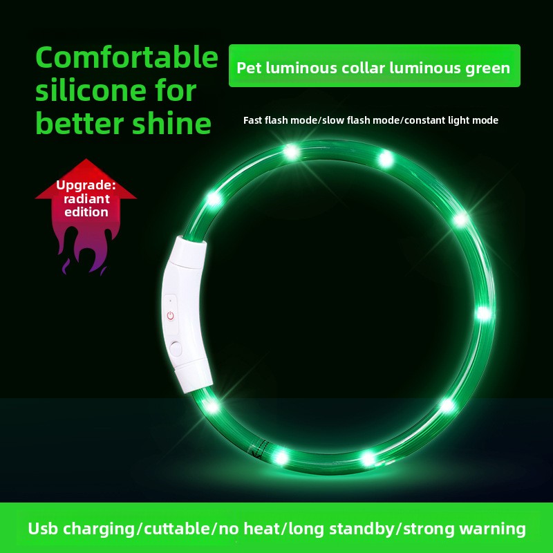 Rechargeable glowing LED dog collar for night walks, view 14