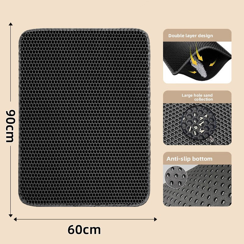 Washable Double Layer Cat Litter Mat, Anti-Tracking Floor Guard