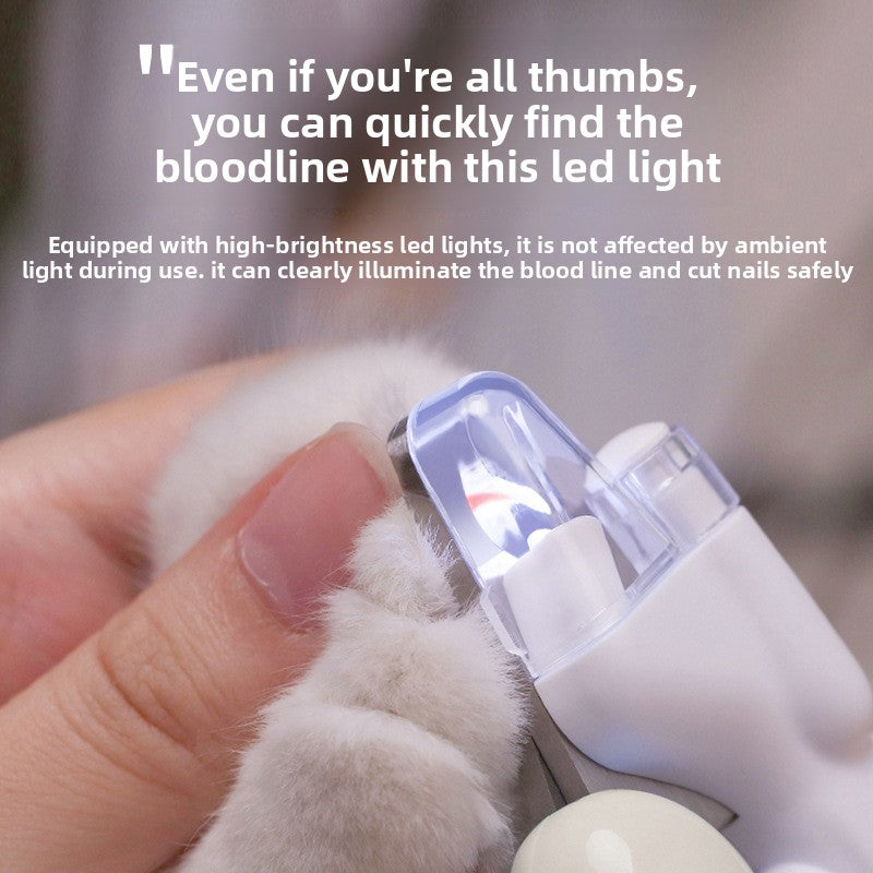 LED Pet Nail Clippers with Anti-Splash Cover and Bloodline Light