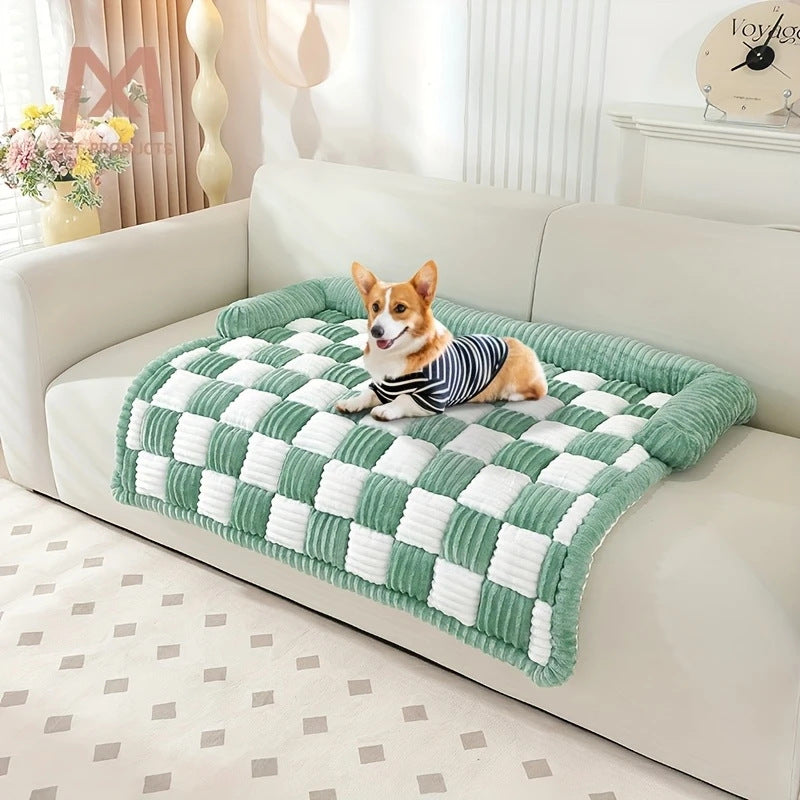 Khaki non-slip dog mat in 85 by 85cm size