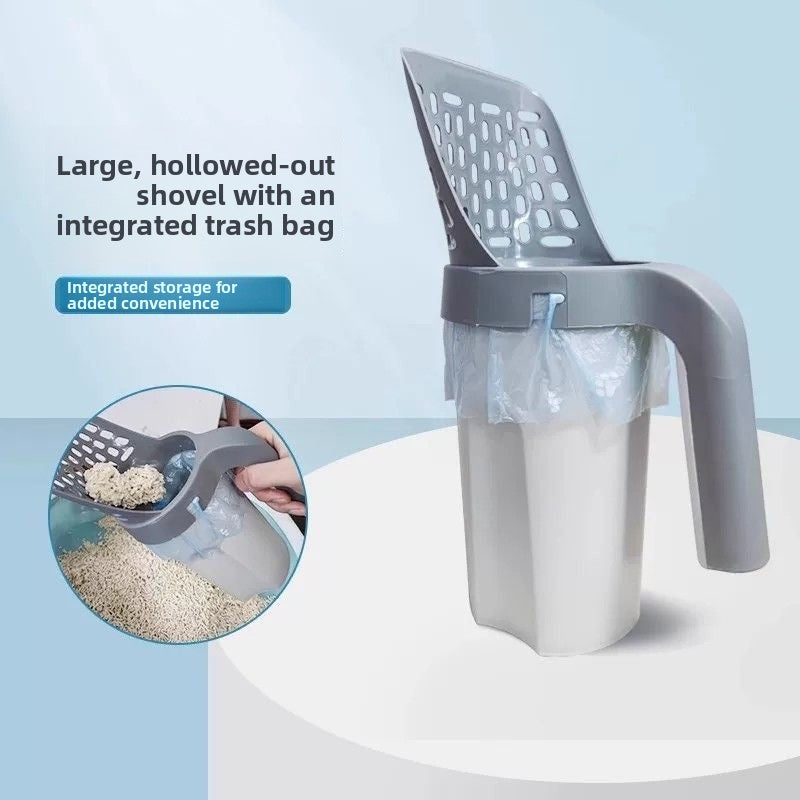 One-Piece Cat Litter Scoop with Hands-Free Storage Compartment