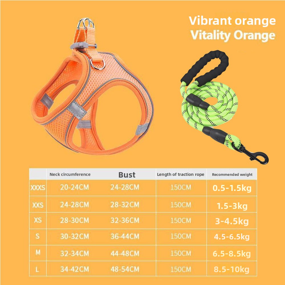 Reflective mesh vest harness and lead set for cats and small dogs, view 68