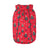 Christmas padded dog vest with reflective trim in Red, in use with a pet