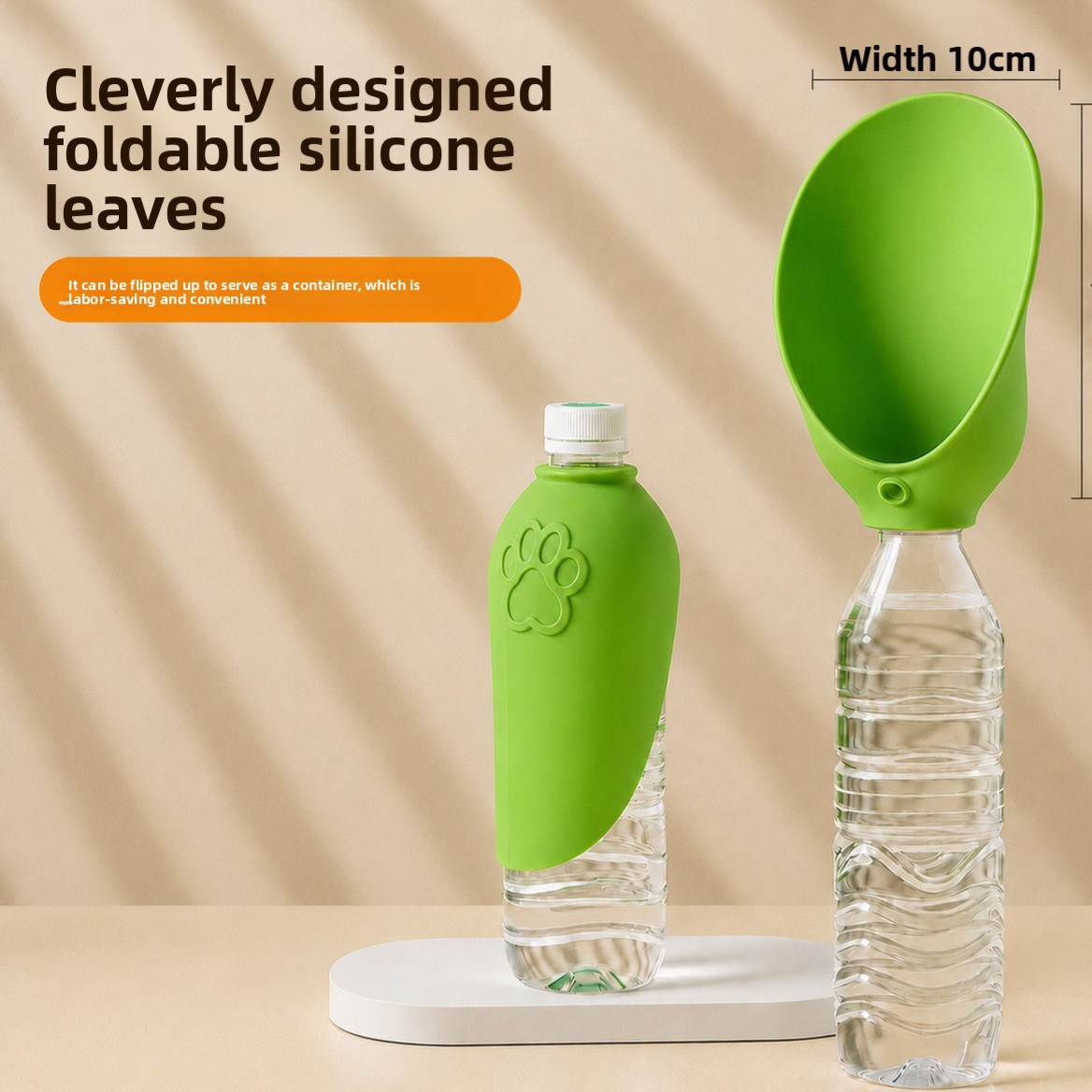 Foldable Silicone Pet Water Dispenser Leaf with Lanyard for Dogs on Walks
