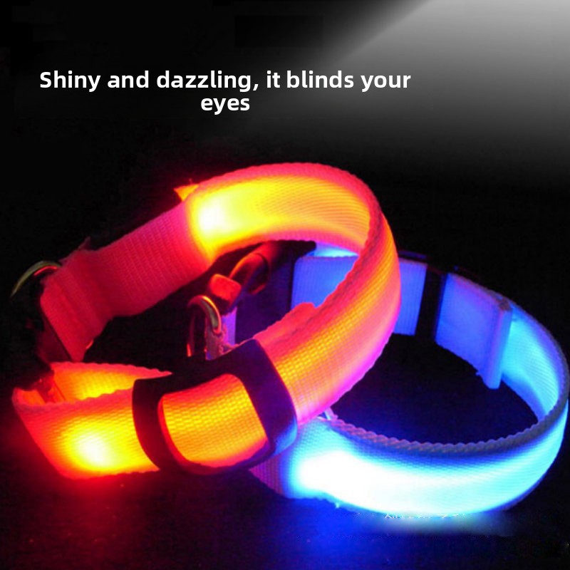 Light up pet collar with breakaway clasp glowing at night, product image 3