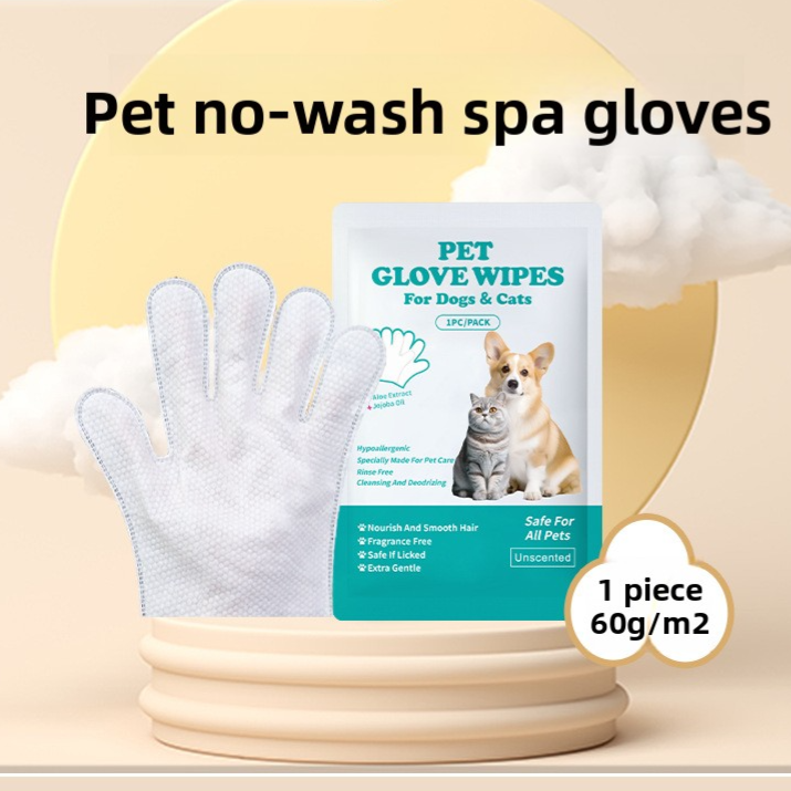Pet Grooming Wipes and Disposable Gloves Kit for Cats and Dogs