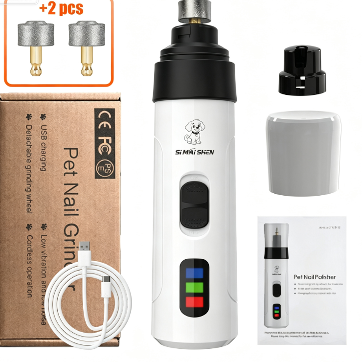 2-Speed Electric Dog Nail Grinder with LED Light and Spare Heads