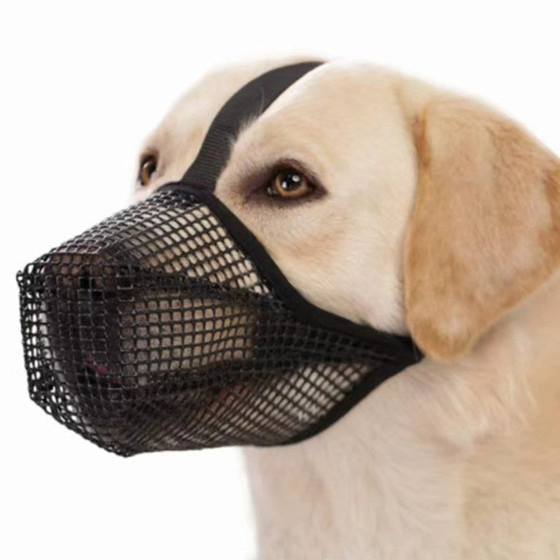 Black breathable nylon mesh dog muzzle with adjustable strap, product image 10