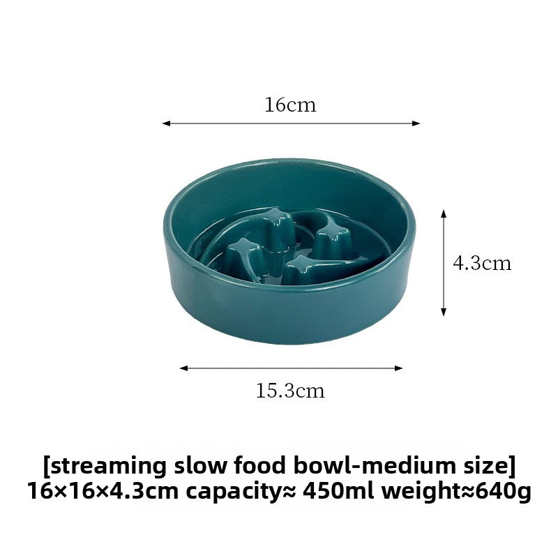 Meteor Shaped Ceramic Slow Feeder Pet Bowl in Small Medium or Large with Stable Base