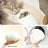 Round woven cotton rope cat bed and scratcher in beige and white, view 4