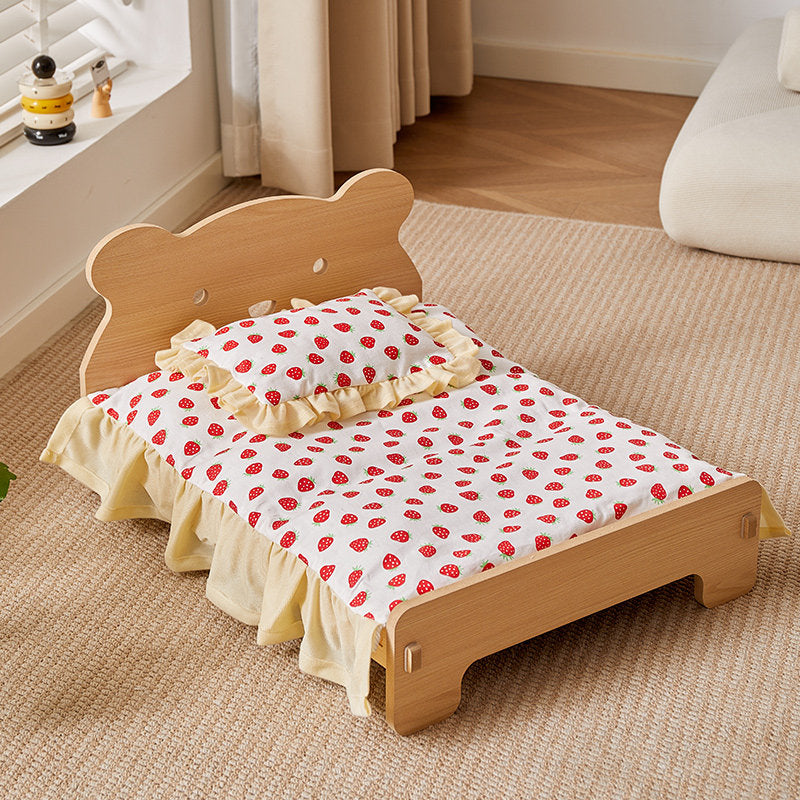 Removable washable pet bed with cute print, product gallery photo