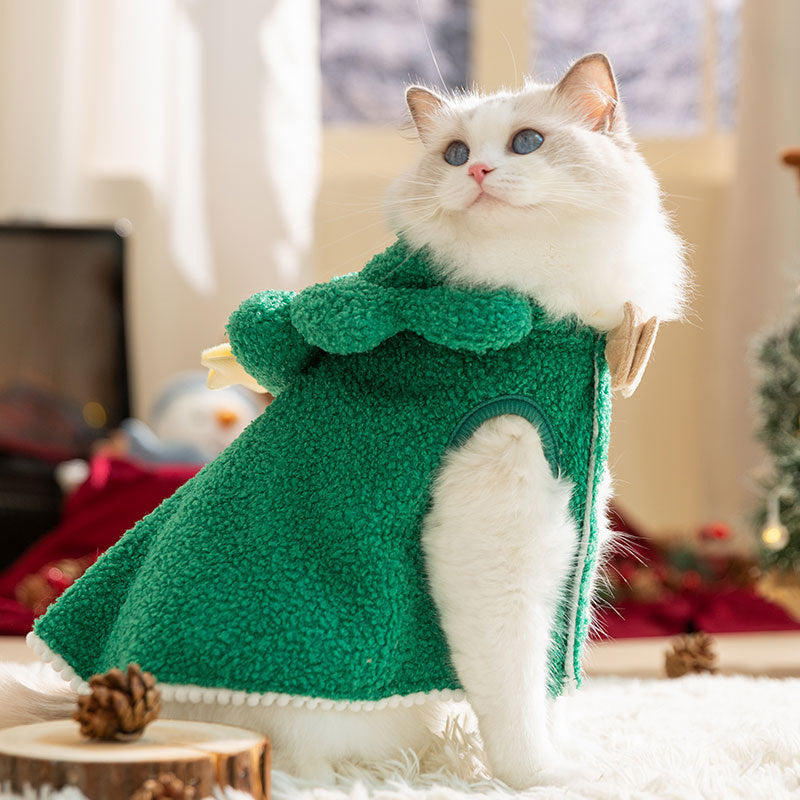 Cartoon pet cape for dogs and cats in Green, side view