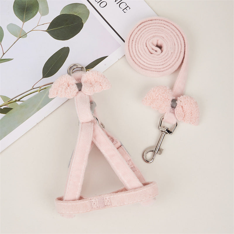 Adjustable nylon harness and lead set for cats in pink