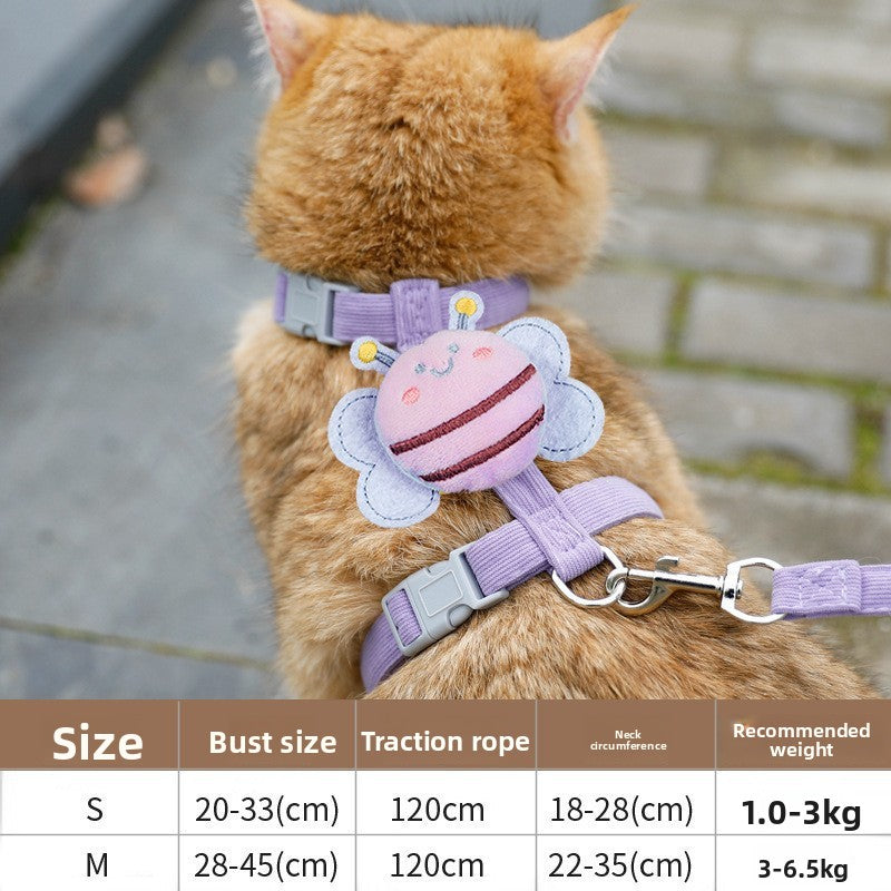 Cute bee pet harness set shown in pink, blue and green