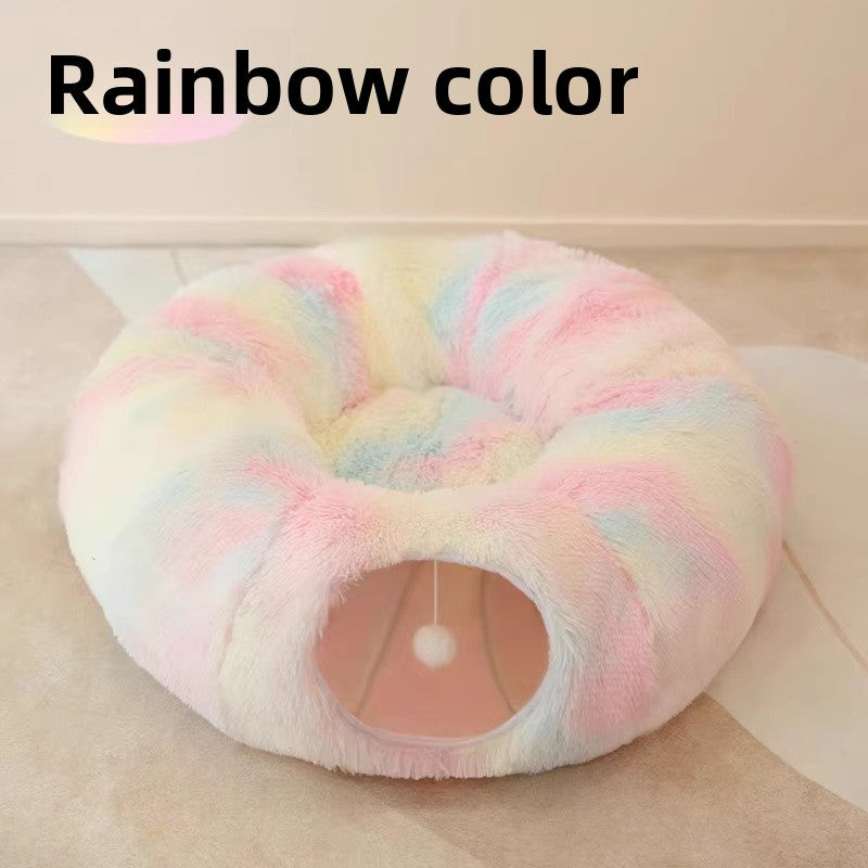 Foldable plush cat tunnel bed and play tunnel, view 7