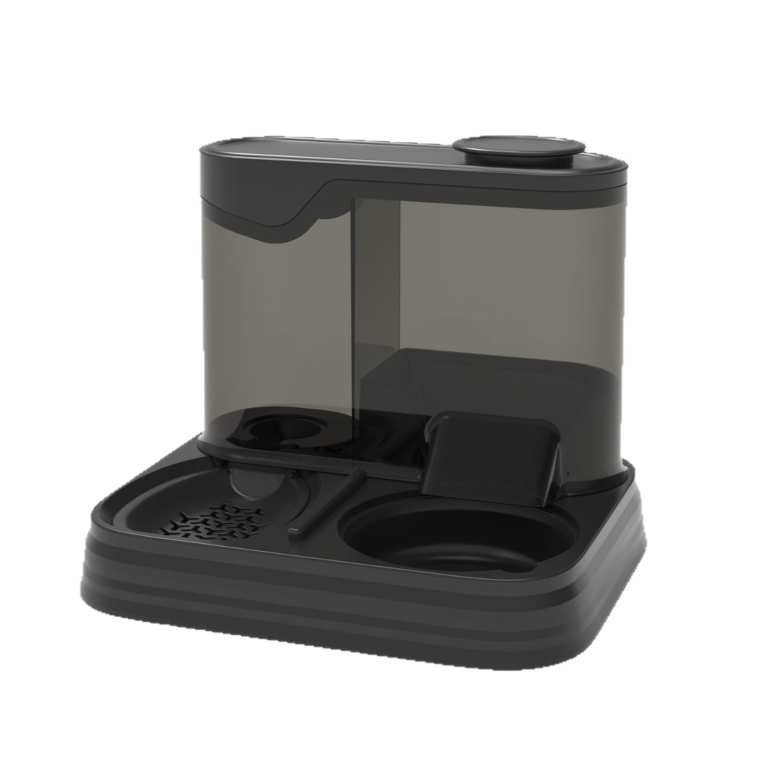 2-in-1 Gravity-Fed Pet Feeder and Water Dispenser Compatible with Standard Bowls