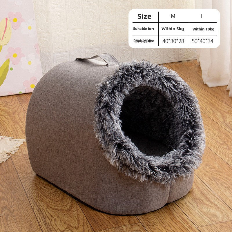 Plush enclosed pet sleeping bag nest, additional product photo