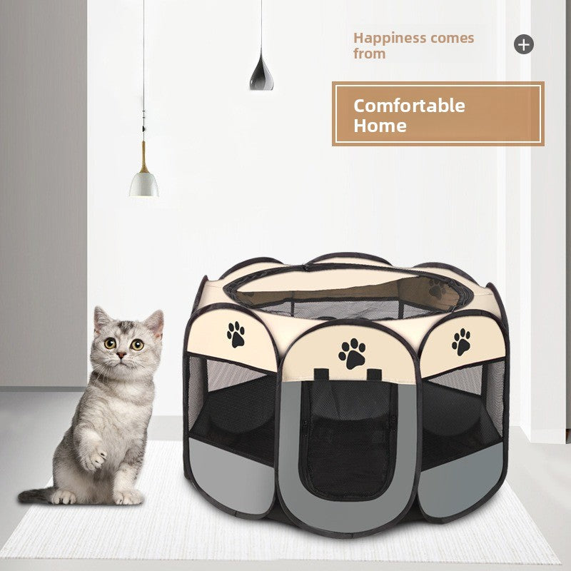Paw print pop-up pet tent with breathable mesh windows, product image 2