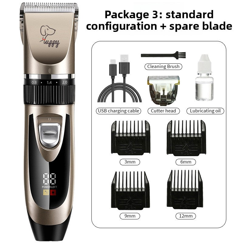 USB Rechargeable Pet Hair Clipper with Ceramic Blade and Attachments