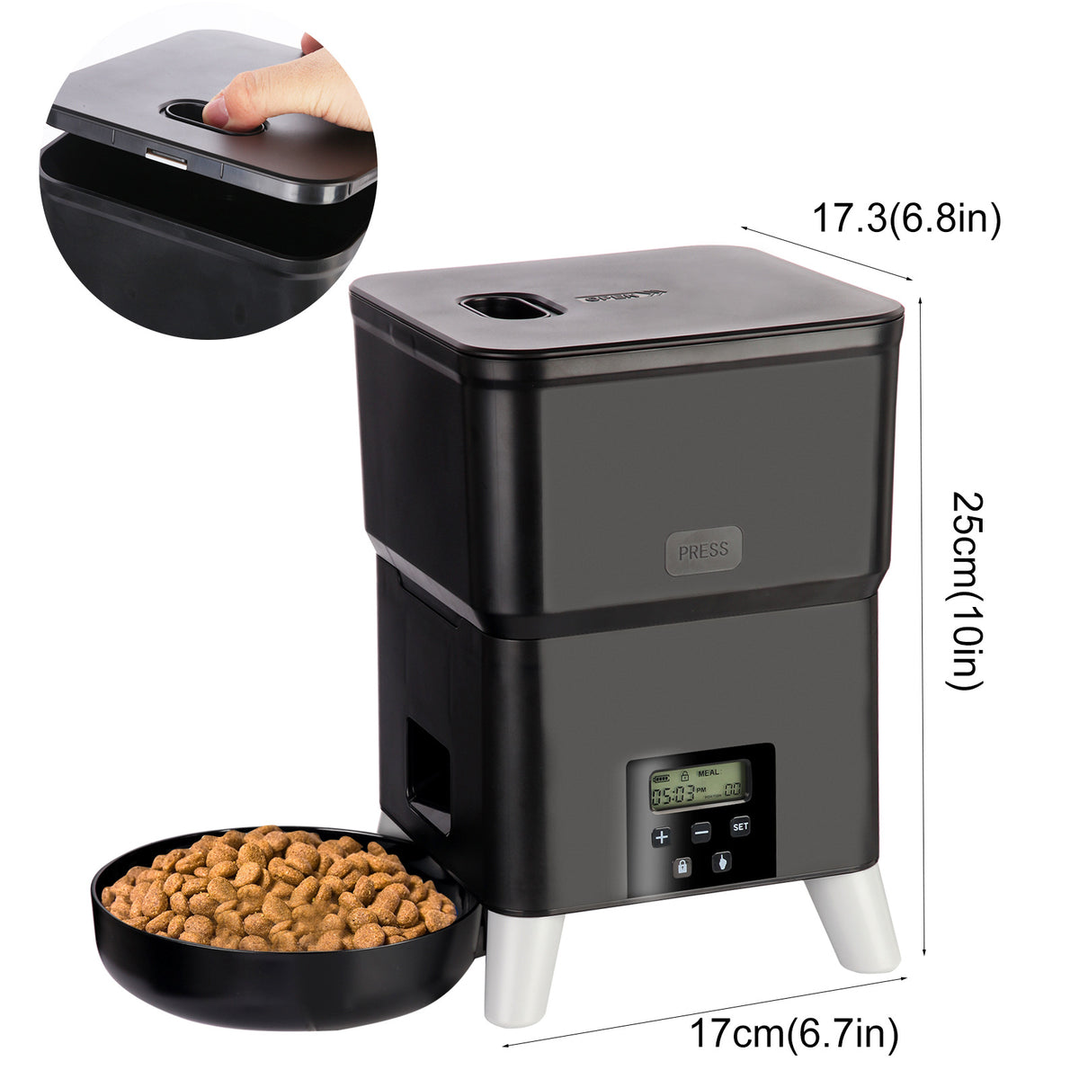 Automatic Pet Food Dispenser with Wi-Fi App Control, 2L Capacity and Optional Camera