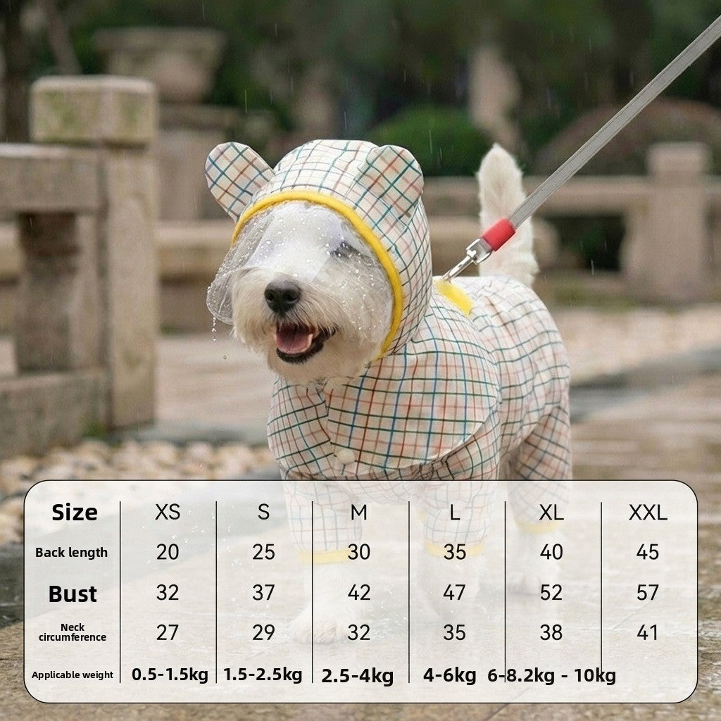 Full body four leg dog raincoats in twelve styles