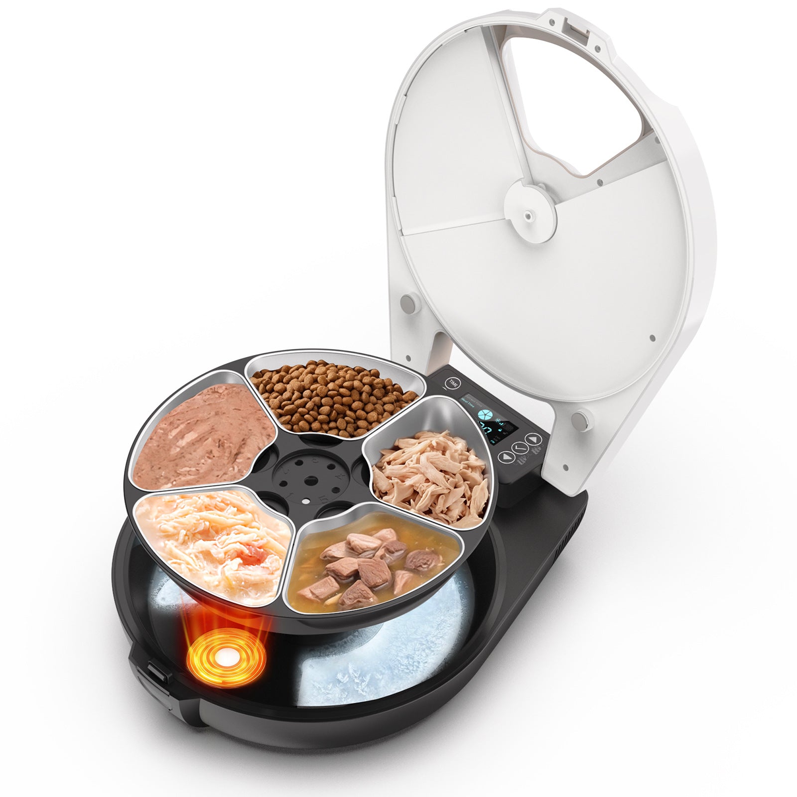Automatic Pet Food Dispenser with Cooling and Heating