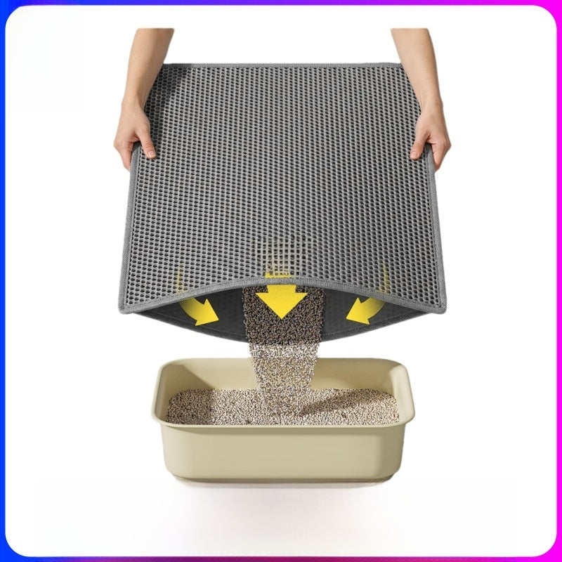 Waterproof Cat Litter Mat with Hexagonal Holes, Wear-Resistant EVA