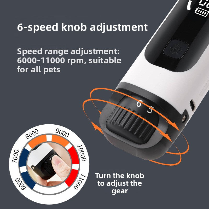 Low Noise Six-Speed Pet Nail Grinder with Dual LED Lights