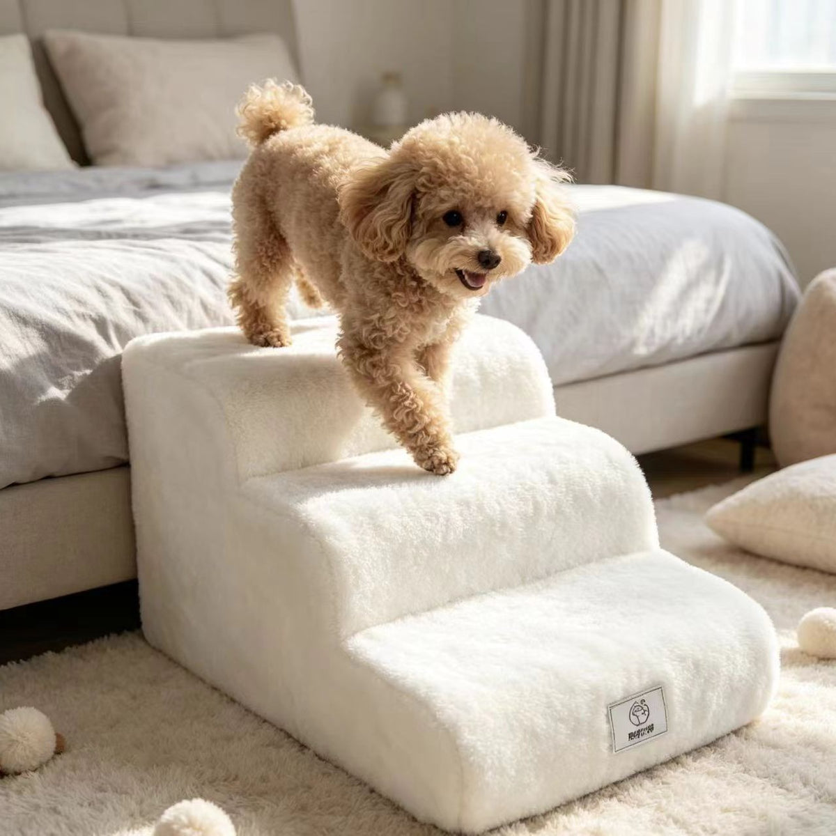 Detachable foam pet stairs with fleece cover, photo 1 of 15