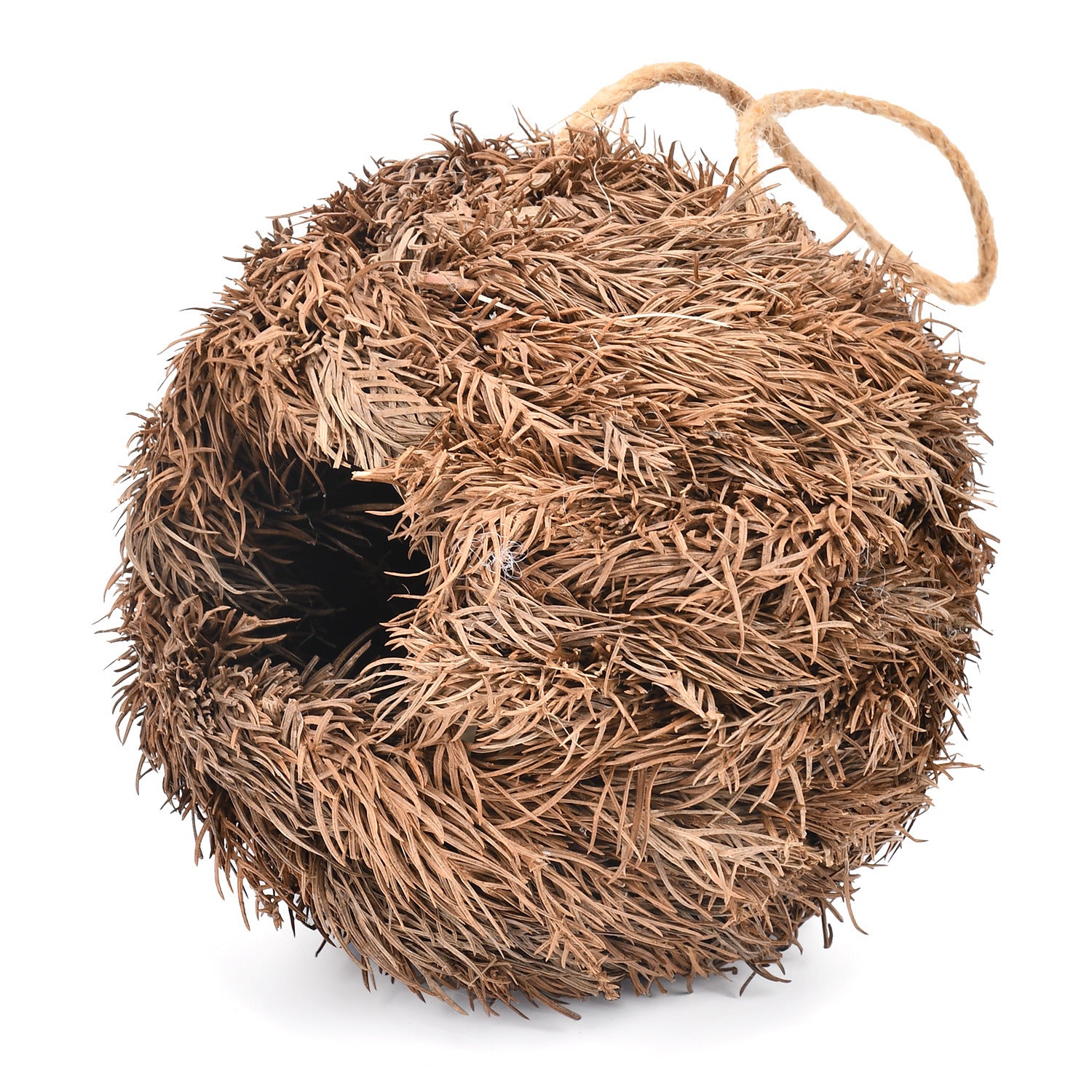 Hand woven natural fibre bird house for garden birds, view 7