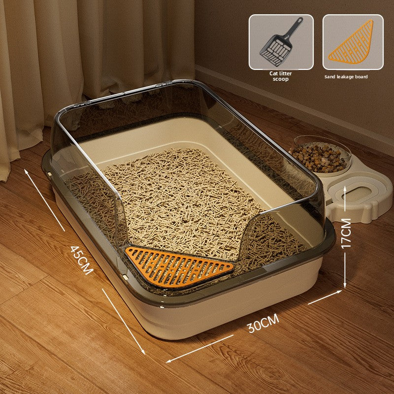 Extra Large Semi-Enclosed Cat Litter Box, High Sided Anti-Splash