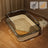 Extra Large Semi-Enclosed Cat Litter Box, High Sided Anti-Splash