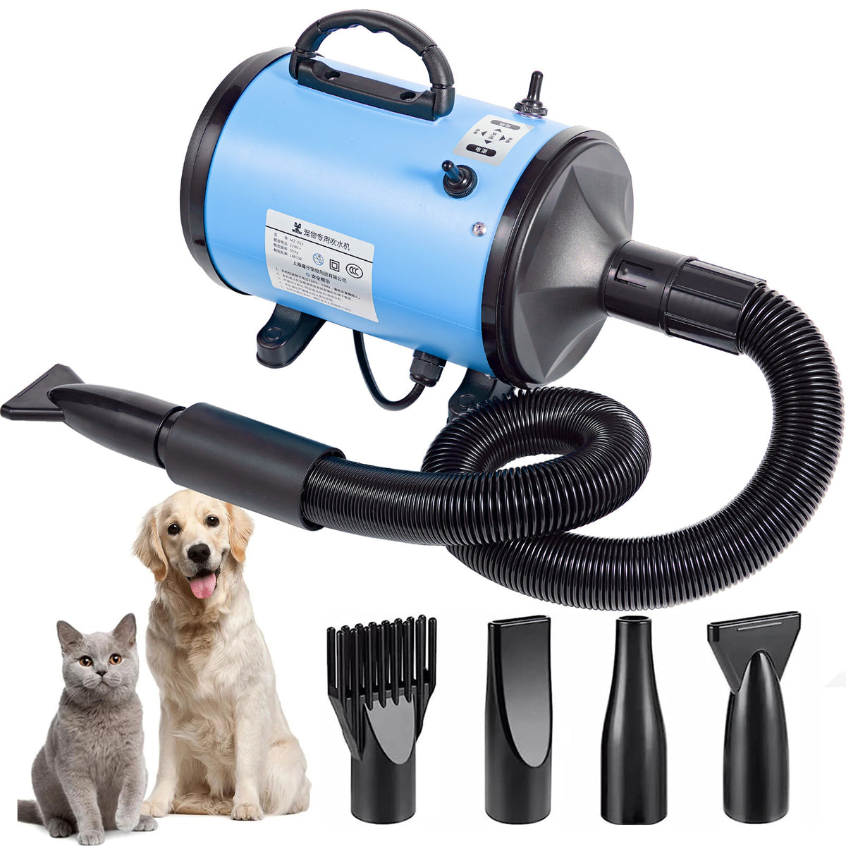2000W Pet Hair Dryer for Medium to Large Dogs, Quiet Two-Speed