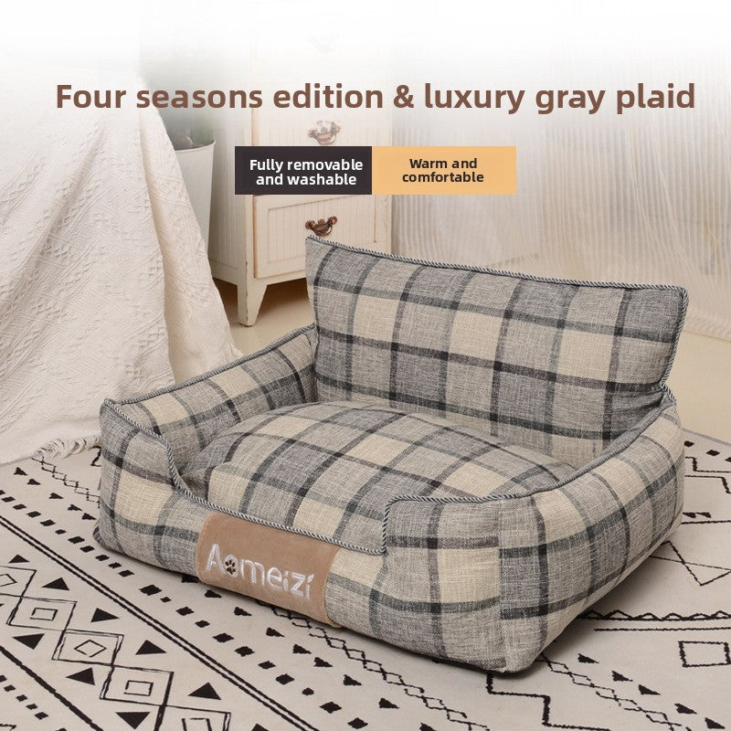 Check pattern pet nest bed with removable washable cover, photo 58 of 77