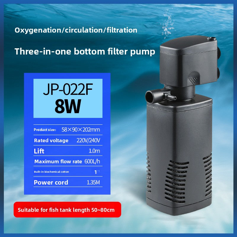 Submersible aquarium filter pump with aeration for fish tanks, view 6