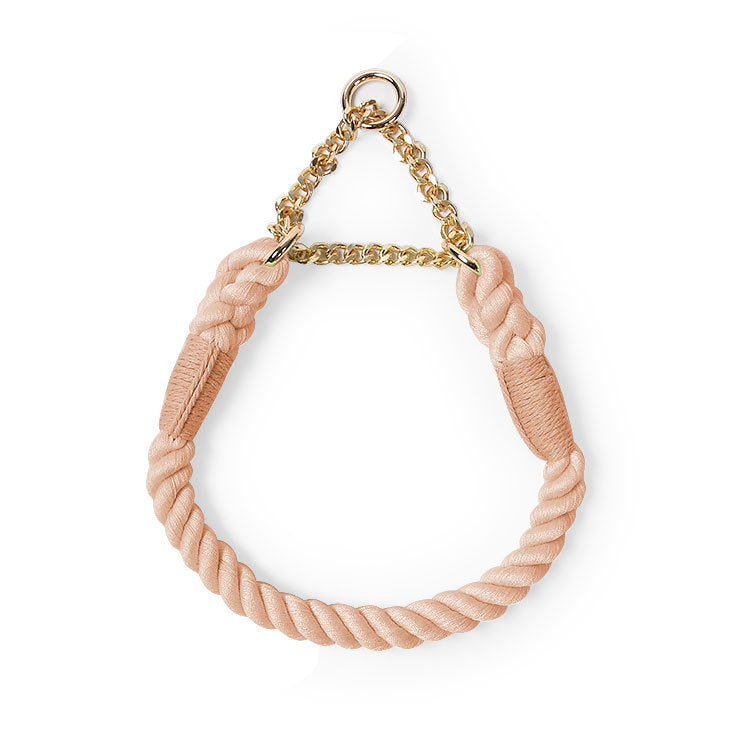 Woven rainbow dog lead with gold coloured clip