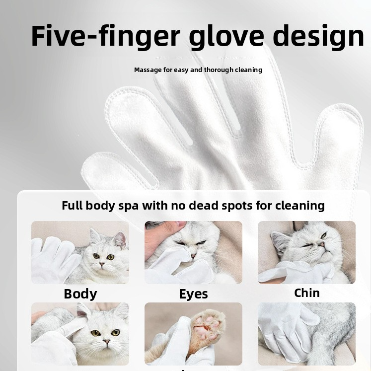 No-Rinse Pet Bathing Gloves, Unscented Disposable for Cats and Dogs
